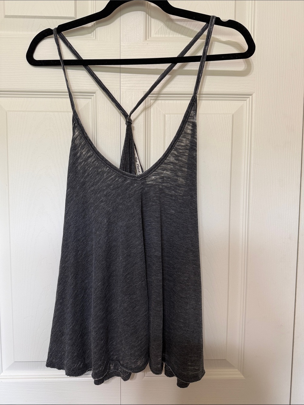 We The Free Charcoal Gray Cross-Back Tank Top